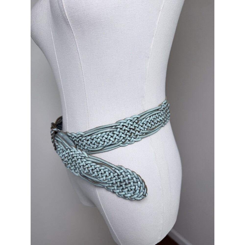 Linea Pelle Belt Braided Woven Leather Turquoise Women's Small Boho Adjustable - Picture 4 of 16